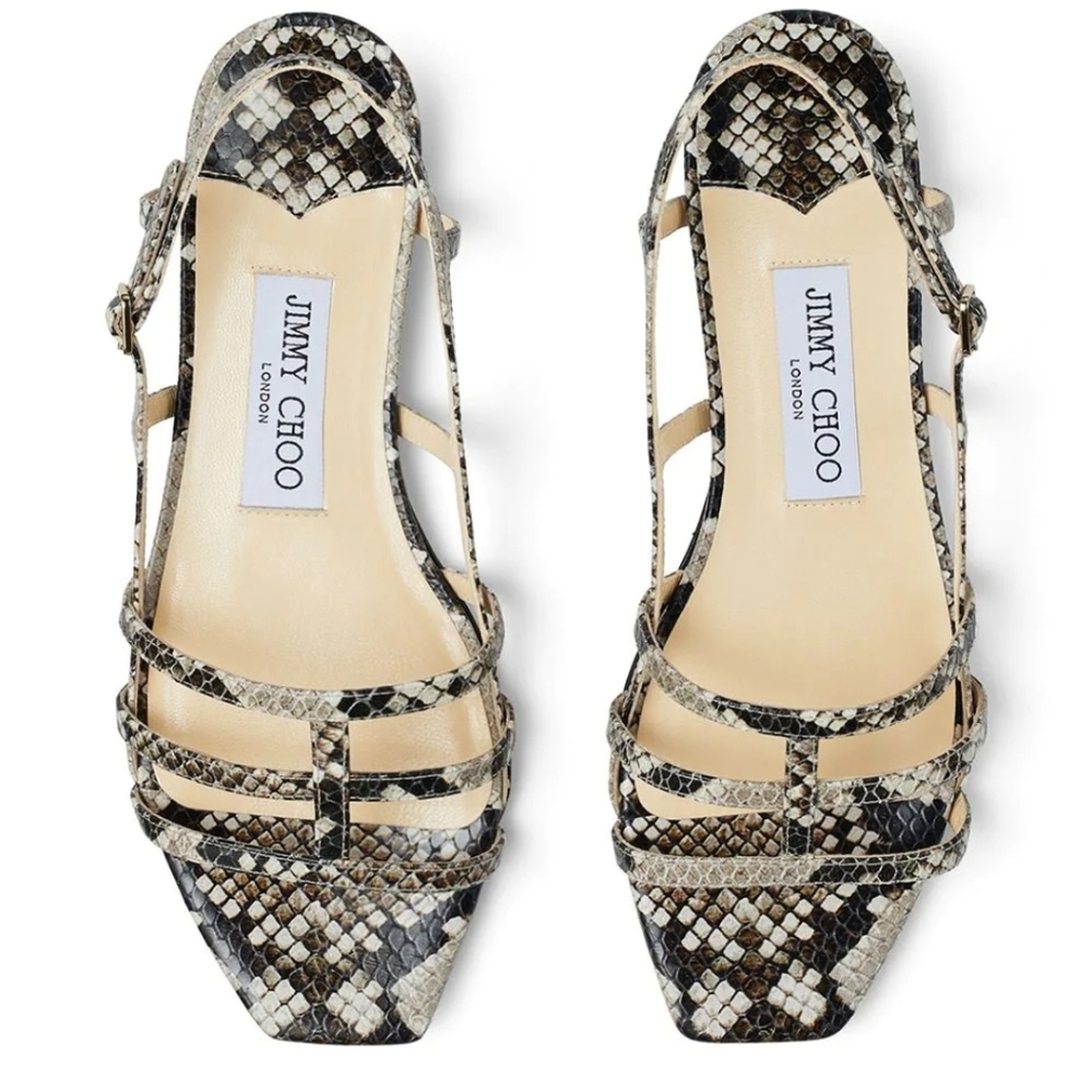 NWT$495 Jimmy Choo Arien Flat Snakeskin Sandals